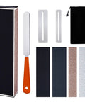 Guitar Fingerboard Luthier Tools Set with 8-inch fret leveling beam, crowning file, guard protectors, sanding papers, bag