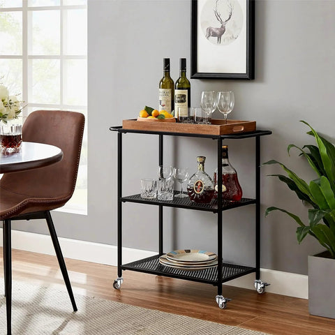 Bar cart with 1 inch caster wheels with threaded stem M6x15mm swivel casters with brakes set of 4 non marking rubber rollers.