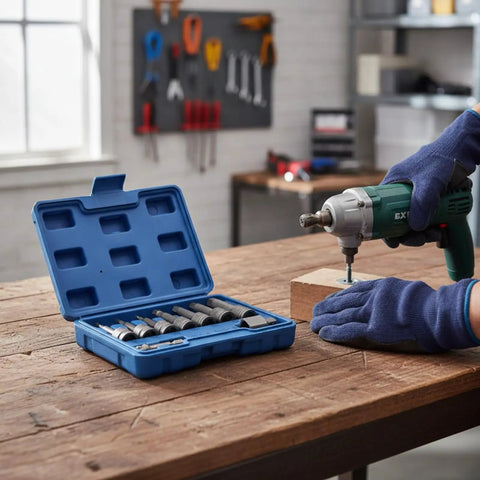 Bothyi Electric Screw Extractor Bolt Remover Set With High Carbon Steel Core And Firm Turning Action Perfect For Auto Repairs Workshop Projects Home Maintenance Diy Tasks And Serious Gear Heads Who Need Reliable Tools That Actually Grip Tough Stripped, blue case, drill use