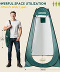 Man holding Extra Tall Pop Up Privacy Shower Tent For Camping And Beach Trips Easy Up Changing Room And Dressing Space Rain Shelter