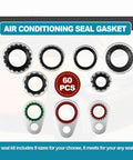 60 Piece AC System Compressor Gasket Seals Kit With 9 Sizes Bonded Seal Washers showcased on white background