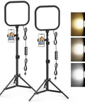 Two Pack 15W LED Video Light Kit With 78 Inch Tripod, Dimmable Studio Lights From 2500K To 8500K For Video Recording, Streaming