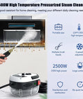 Piudoiliy 2500W Handheld Steam Cleaner Hits 105°C High Pressure In Just 10 Seconds spraying grease from a stove.
