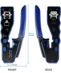 All In One Crimping Tool Kit For Ethernet And Phone Cables With RJ45 Cutter Wire Stripper And Network Crimper front and back view