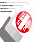 Two Pack Do Not Enter Sign 12x12 Inches Aluminum Reflective No Entry Metal Signage Weather Resistant Easy To Install White And Red Safety Sign For Home, Office, Workshop, And Construction Sites. Front and back aluminum sign with six pre-drilled holes.