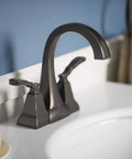 Ridgeport Centerset Lav Faucet For Bathroom Sink With Easy Install Durable Chrome Finish Two-Handle Operation 4 Inch Centerset Water-Saving Valve