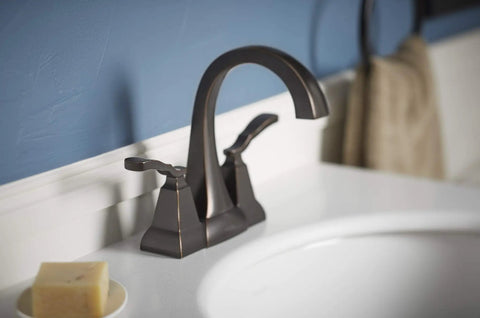Ridgeport Centerset Lav Faucet For Bathroom Sink With Easy Install Durable Chrome Finish Two-Handle Operation 4 Inch Centerset Water-Saving Valve