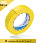 Yellow Painter Tape 1 Inch Wide By 60 Yards Per Roll Pack Of 5 Rolls Total 300 Yards Pro Grade Masking Tape For Painting