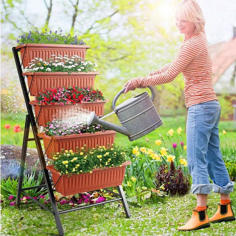 Vertical Raised Garden Bed With Five Tiers Drainage System For Herbs Vegetables And Flowers, Your Go To 4ft Planter For Patio Balcony Greenhouse Outdoor And Indoor Garden Spaces