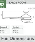 52 Inch Dempsey Brushed Nickel Ceiling Fan With Led Light Kit And Handheld Remote Reversible Motor dimensions guide