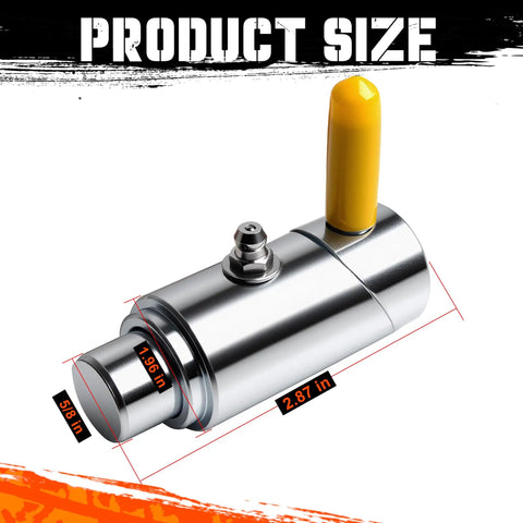 Hella Secure And Built Like A Tank Two Pack Five Eighths Inch Spring Loaded Plunger Pin With Twist Lock Cam Mechanism, showing dimensions 5/8" diameter, 2.87" length.