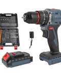 Heavy Duty Brushless Cordless Drill Delivering A Solid 1500 RPM And Kickass 45 Nm Torque Featuring Twenty Five Adjustable Settings US Plug with accessories.