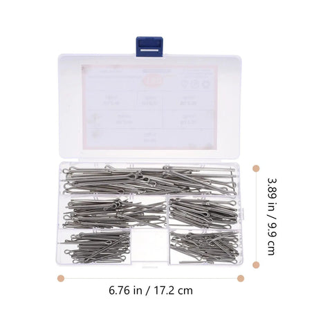 160-Piece Stainless Steel Cotter Pin Assortment Kit with full range of sizes for automotive and small engine repairs, open box view