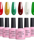 Glitter Gel Nail Polish Set For Christmas 6 Colors 10ml Each Vegan Cruelty Free Hema Free Gift Kit With Sparkle Nail Colors
