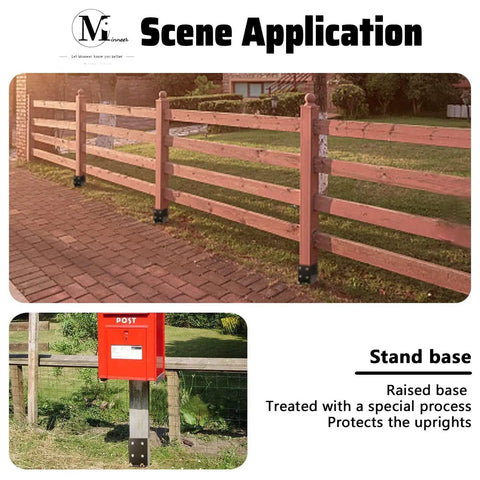 8 Pack 6x6 Post Bases Real Size 5.5x5.5 Black High Strength Alloy for fences and mailboxes installation.