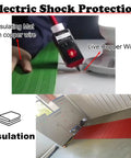 Tough As Nails Black Electrical Safety Rubber Mat High Voltage Insulating Floor Pad in use with live copper wires, providing shock resistance.