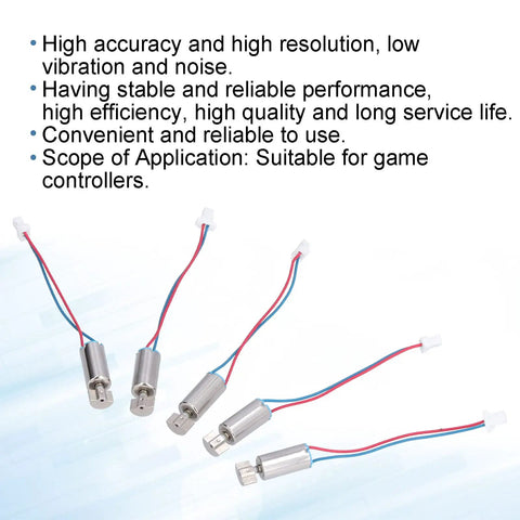 Micro Coreless Vibration Motor 6mm x 12mm, DC 1.5V To 3V Mini Vibration Engine, 12000 RPM, displayed with wires and performance details