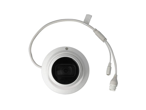 Top view of 4K 8MP Starlight IP Turret Camera With IVS Perimeter Protection, Motion Detection, Built-In Microphone, And IR Night Vision, PoE Ready, Deep Learning Human And Vehicle Detection, 2.8mm Lens, White.