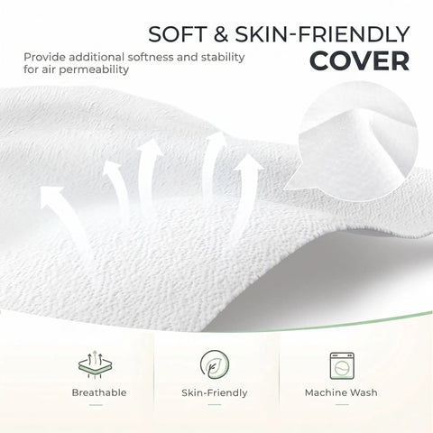 Comfy Tri Fold 4 Inch Mattress Topper Medium Firm Portable Foldable Bed Topper With Washable Cover And Non Slip Base fabric detail