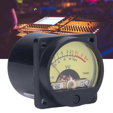 Analog VU Meter With Backlight For Amps A Compact VU Level Gauge On Durable Plastic Iron Panel Ready To Tackle Vibration And Static Easy Readout For Accurate Sound And Noise Measurement. compact black panel meter for audio mixers