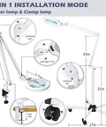 2-in-1 installation of Magnifying Glass With Light And Stand For Salon Esthetics On A Rolling Floor Lamp Base With Five Color Modes