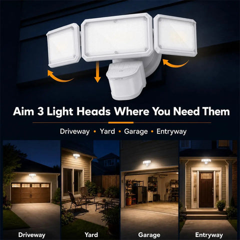 Ultra Bright Dimmable Led Floodlight With 240 Degree Dual Motion Sensor Hardwired Outdoor Security Lamp No Fuss Setup And Dang Good Coverage For Driveways Garages And Yards