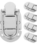 Heavy Duty Duckbill Hasp Latch Set 5 Pack With Screws For Cargo Safety And Metal Storage Security Rigged Tight Fit To Lock Gear During Long Hauls, silver metal