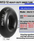 Replacement 24 By 12 By 12 Heavy Duty Inner Tube With TR13 Straight Valve Stems for ATV Lawn Tractors Mowers Golf Carts Snow Blowers