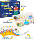 Six-In-One Robotics Science Kits For Kids Ages 8 To 12, STEM Building Toys With Bubble Machine, Doodling Robot, Balance Robot, Crawling Robot, Glider And Air Rocket For Hands-On Engineering Fun, boxed set with 6 kits and instructions