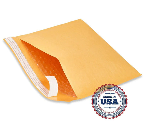 Open Kraft Bubble Mailers Self Seal Waterproof Cushioned Envelopes For Shipping In Gold Finish with USA Made seal
