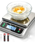 Heavy Duty 88 Pound Food Scale With 6 Unit Stainless Steel Commercial Kitchen Scale Full View LCD Display with bowl