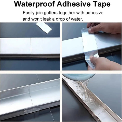 Applying waterproof adhesive tape to Slim Low Profile Trench Drainage Kit For Outdoor Pathways And Driveways Tough As Nails Heavy Duty 304 Stainless