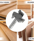 One Quarter Inch Shank One Inch Cutting Diameter T Shape CNC Spoilboard Surfacing Router Bit For Bottom Cleaning And Wood Milling Planing Tool Pro Grade Carbide Mortising Router Bit Long Lasting with various wood types including particle board, solid wood, MDF, and plywood.