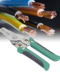 No Sweat Heavy Duty Spring Loaded Wire Stripper Multifunctional Terminal Crimping Tool With Rugged Stainless Steel Construction For Electricians in use with electrical cables.