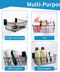 Built Tough Heavy Duty 15 Inch Width Slatwall Hanging Baskets Set Of 5 Steel Wire Storage Bins for garage, office, toys, supplies.