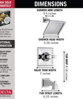 Dimensions of Dryden 14 Series Tub And Shower Trim Kit With Single Function Shower Head Chrome Finish 2.0 GPM Flow Valve Included