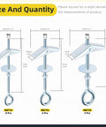 Diagram of 18Pcs M4 M5 M6 Eye Bolt Toggle Bolts Assortment Kit With Eye Hooks For Drywall And Concrete Ideal For Hanging Lamps