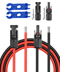 Pro Grade 10 AWG Solar Panel Extension Cable Set with male and female connectors, 5ft-100ft durable tinned copper wires and tools