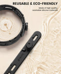 Silicone Cable Ties 10 Pack Cord Organizer With Secure Lock Buckle shown on a water background