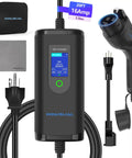 Portable Level 2 EV Charger 16A 110 240V with fixed time charge, 20ft cable, NEMA plugs, SAE J1772, for outdoor use, travel-friendly