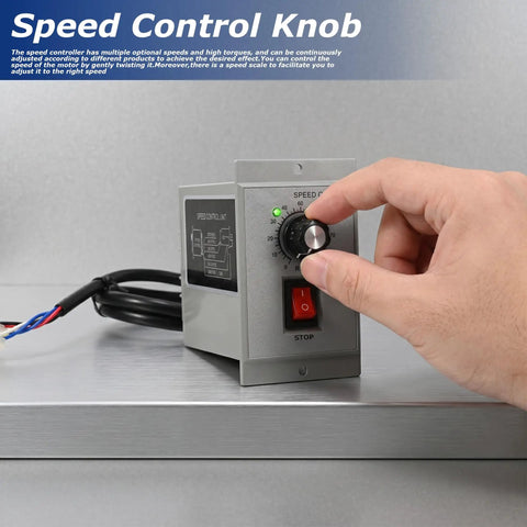 Solid 120W AC Worm Gear Motor Featuring Massive 18Nm Torque And A Smooth Variable Speed Controller for adjustable RPM with control knob.