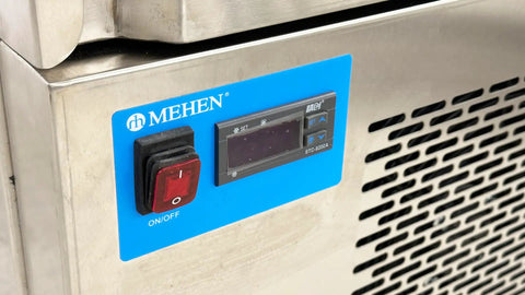 Top Shelf Heavy Duty Commercial Blast Freezer 241 Liter Capacity Stainless Steel Build Digital panel with on/off switch.