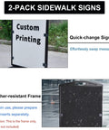 2 Pack 24 By 36 Inch Double Sided Sidewalk Sign For Outdoor Use Weatherproof Plastic Advertising Board With Water Filled Base Grey Frame For Restaurants Cafes Bars And Events showing customizable sign and rain-resistant frame
