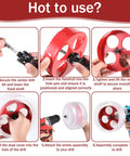 Instructional steps for using All In One Pro Grade Recessed Lighting Hole Saw Kit With 4 Inch And 6 Inch Cutters, Dust Bowl Catcher.