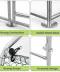 Close-up of metal base and connections on Large Walk In Metal Chicken Coop With Waterproof And UV Resistant Cover For Outdoor Backyard Or Farm Use, Heavy Duty Galvanized Frame And Sturdy Hex Mesh, Spacious 9.8 Ft Long By 19.7 Ft Wide By 6.6 Ft High