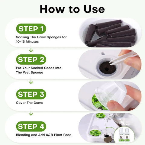 Hydroponics Pods Kit for Aerogarden and Most Brands, 52 Pack With 24 Grow Sponges, 24 Pod Labels, and 4 A and B Plant Food, Easy Indoor Herb Garden Starter for Fresh Herbs and Greens