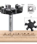 CNC Slab Flattening Router Bit Half Inch Shank 3 Inch Cutting Diameter Heavy Duty Surfacing Bit With Six Wing Carbide Inserts For Wood Spoilboard Flattening And Planer Finish Built Tough Pro Grade, showing dimensions and design close-up.