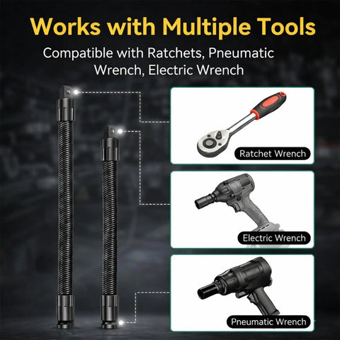Half Inch Flexible Shaft Extension For Torque Socket And Ratchet Wrench, 45 Degree Bend Reach Bar For Tight Spots In The Engine, Portable Hand Drive Tool For Auto Repair, 350mm Length with compatible tool images