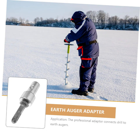 Person using Beast Heavy Duty Garden Drill Adapter For Earth Augers And Hammer Drills Steel Construction in snow-covered field