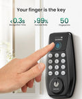 Keyless Entry Door Lock With Fingerprint Scanner, Smart Deadbolt For Front Door, Auto Lock, 100 PIN Codes, IP54 Waterproof
